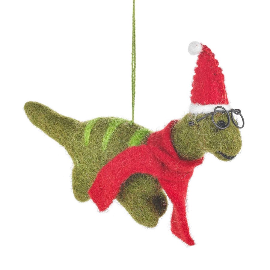 Decorations Christmas Imaginarium Felt | Felt Christmas Dinosaur With Specs